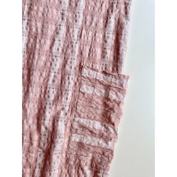 MEG Lazy Pink Red Plaid Check Cotton Seersucker Straight Midi Dress, Size M - Picture 10 of 15